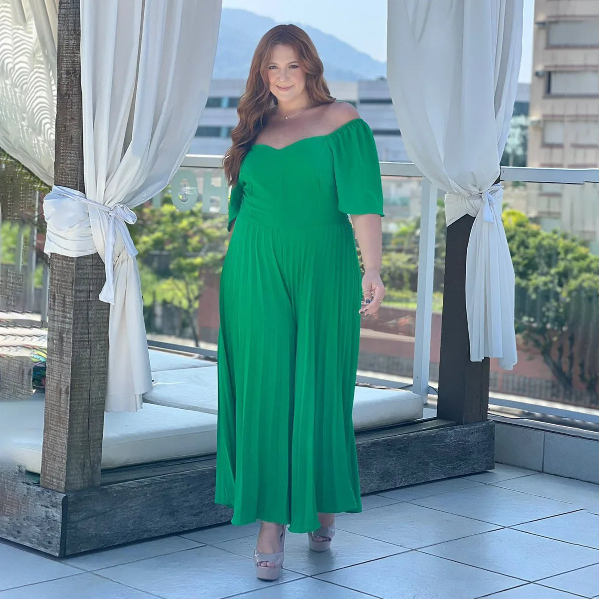 Plus Size Pleated Jumpsuit Female Off Shoulder Clothing Women One Piece Outfit Wide Leg Pant 2023 Summer Autumn Elegant Jumpsuit