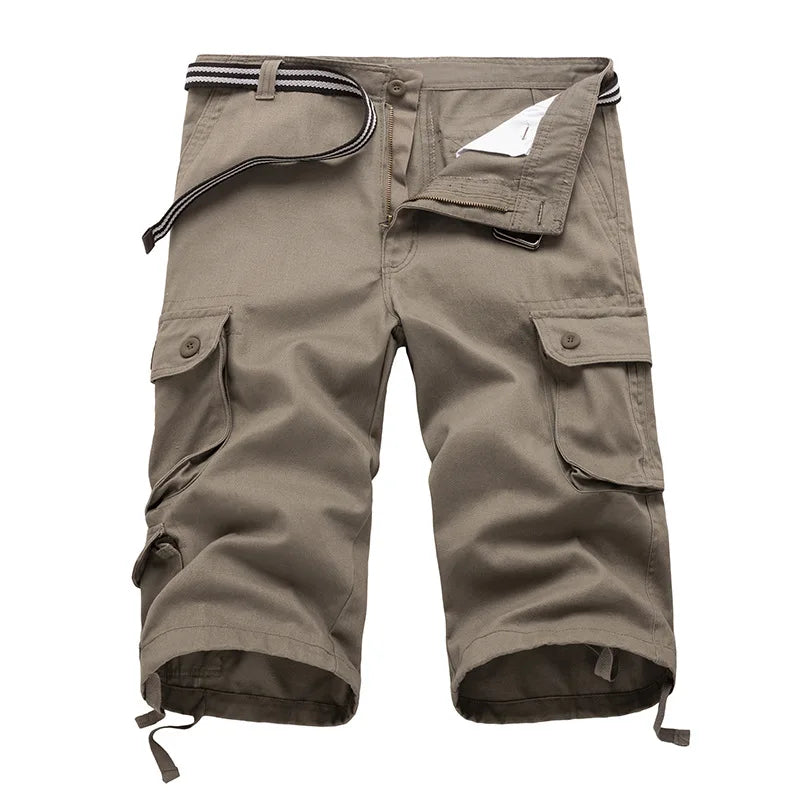 2023 New Cotton Mens Tactical Cargo Shorts Summer Male Shorts Multi-Pocket Casual Outdoors Clothing Homme Short Pants No belt