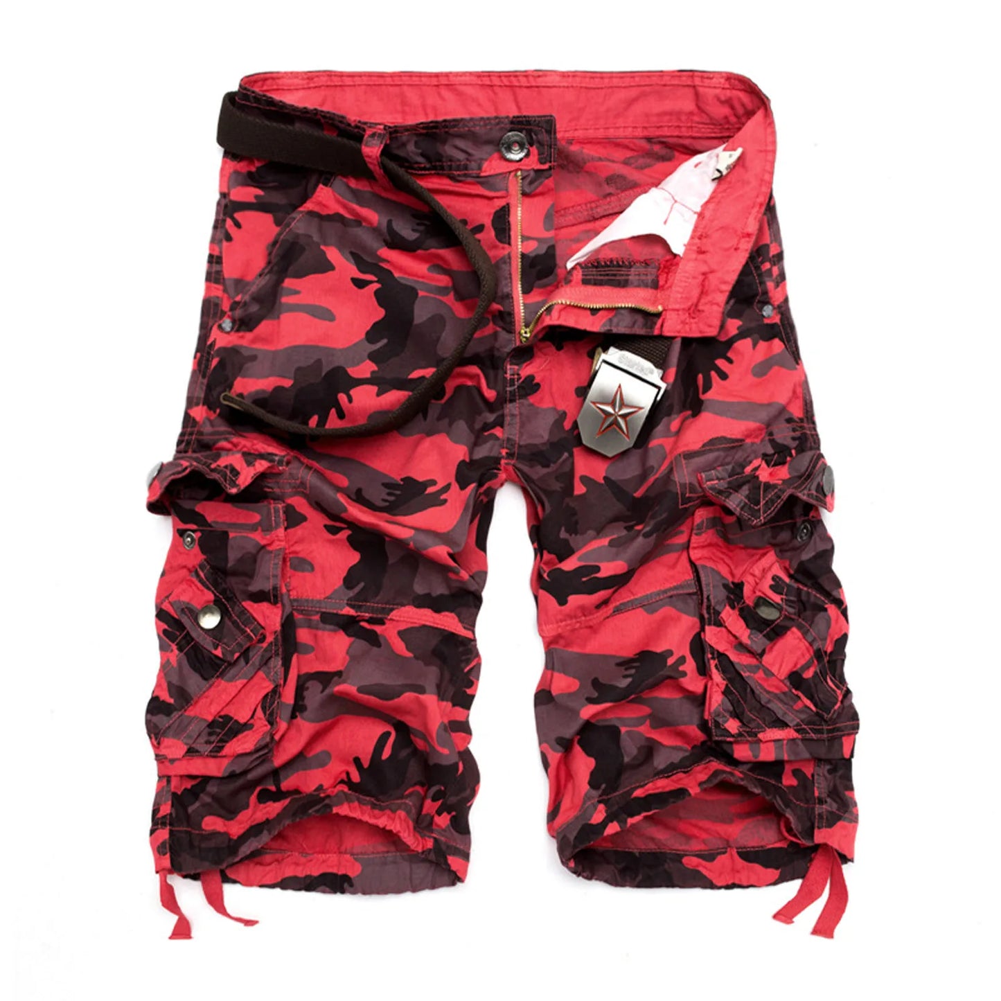 Mens Large Size Shorts Fashion Trend Camouflage Cargo Shorts With Pockets Spring Summer Casual Button Zipper Straight Shorts