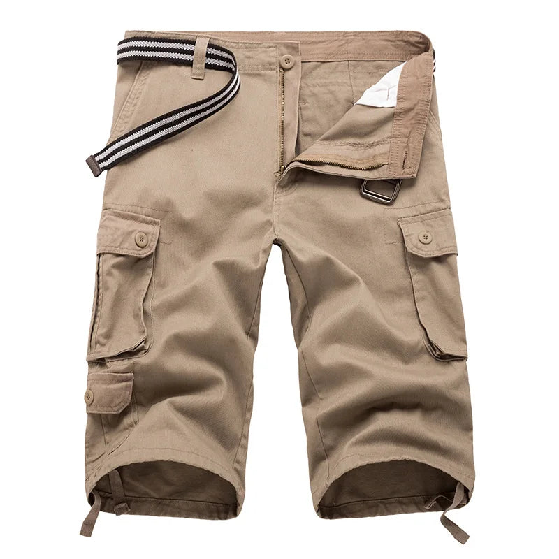 2023 New Cotton Mens Tactical Cargo Shorts Summer Male Shorts Multi-Pocket Casual Outdoors Clothing Homme Short Pants No belt