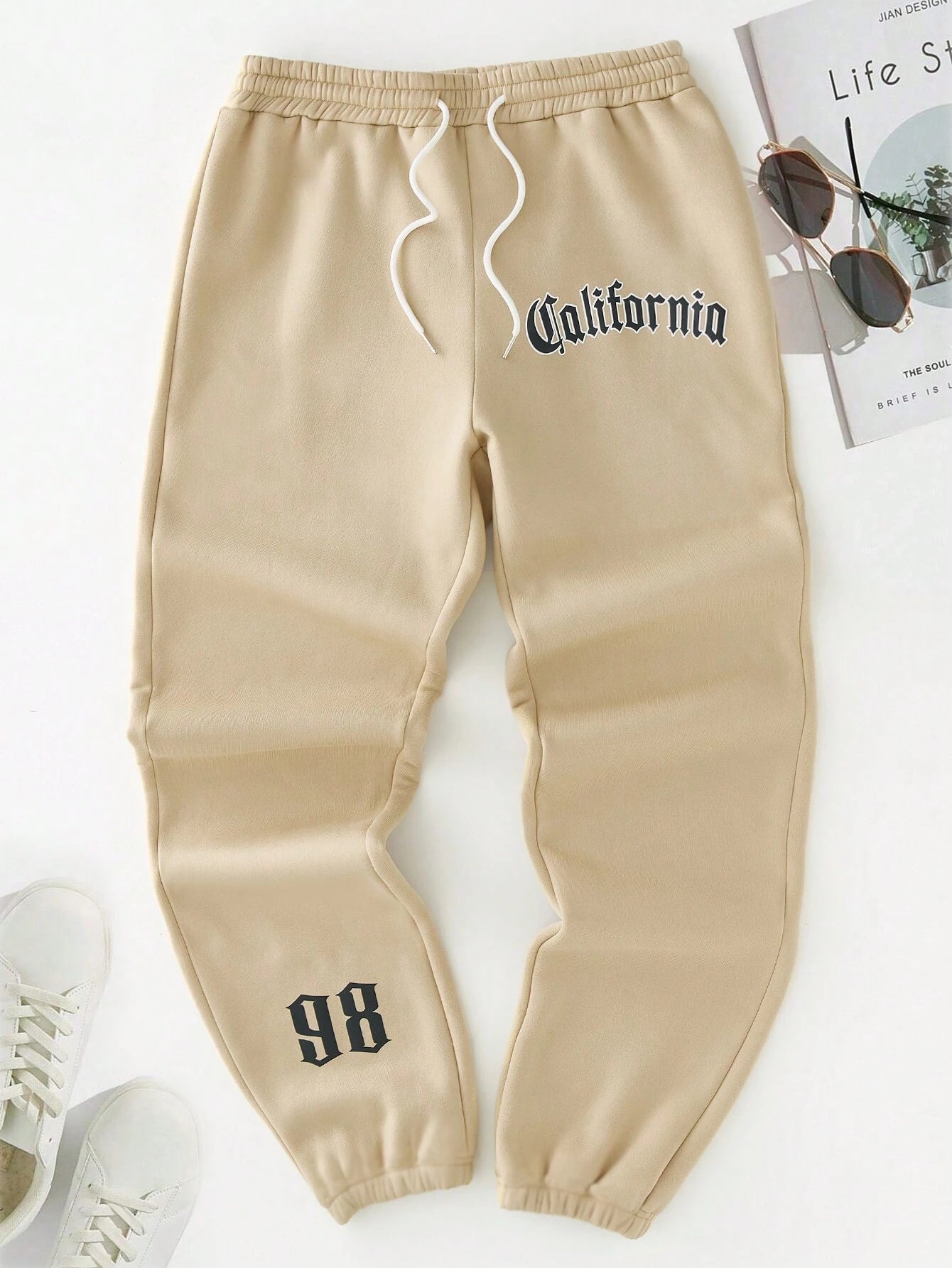 Manfinity Men Letter Graphic Drawstring Waist Sweatpants