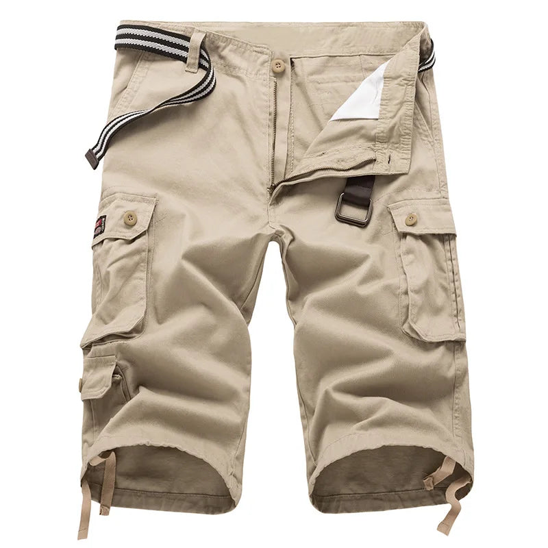 2023 New Cotton Mens Tactical Cargo Shorts Summer Male Shorts Multi-Pocket Casual Outdoors Clothing Homme Short Pants No belt