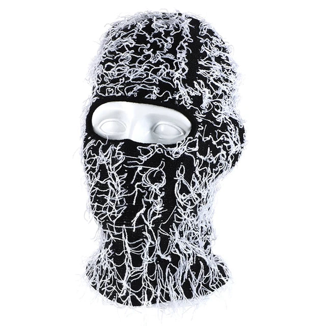 Unisex Full Face Ski Mask Distressed Knitted Caps