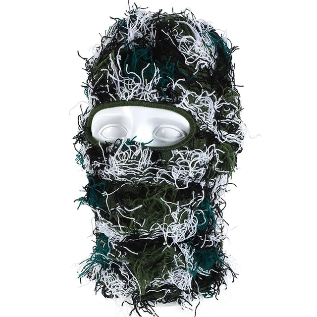 Unisex Full Face Ski Mask Distressed Knitted Caps