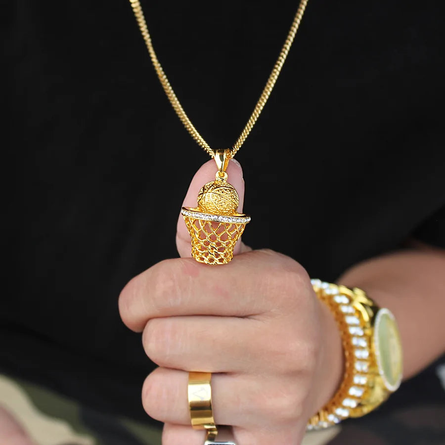 Bird Feather Basketball Necklace