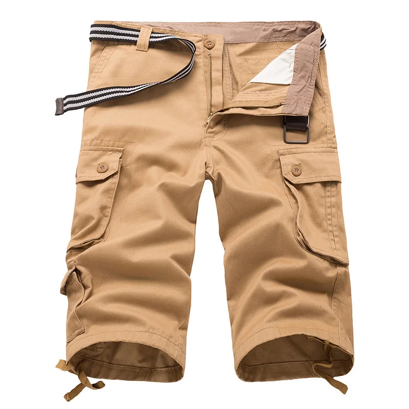 2023 New Cotton Mens Tactical Cargo Shorts Summer Male Shorts Multi-Pocket Casual Outdoors Clothing Homme Short Pants No belt