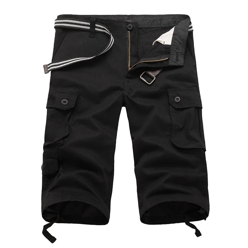 2023 New Cotton Mens Tactical Cargo Shorts Summer Male Shorts Multi-Pocket Casual Outdoors Clothing Homme Short Pants No belt