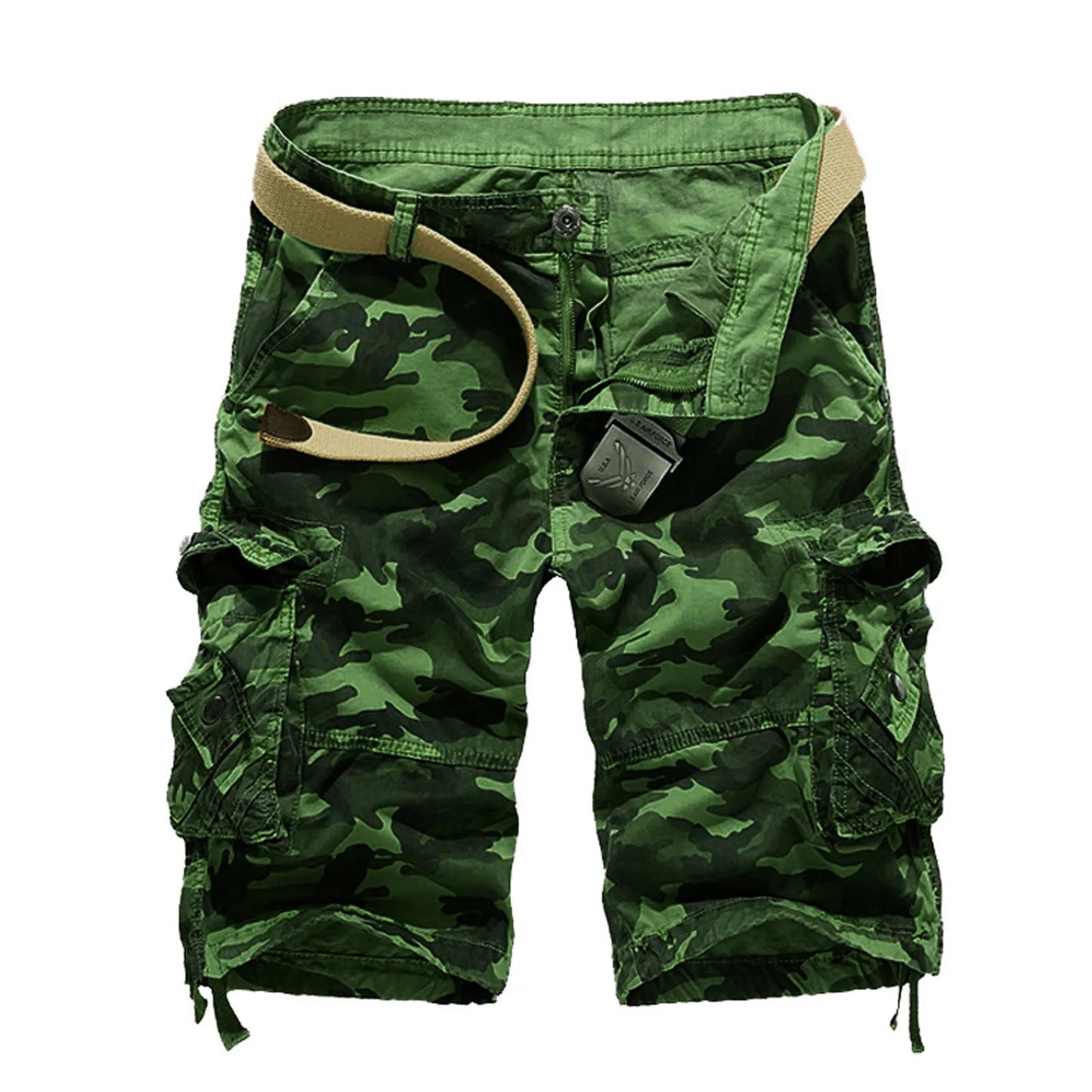 Mens Large Size Shorts Fashion Trend Camouflage Cargo Shorts With Pockets Spring Summer Casual Button Zipper Straight Shorts