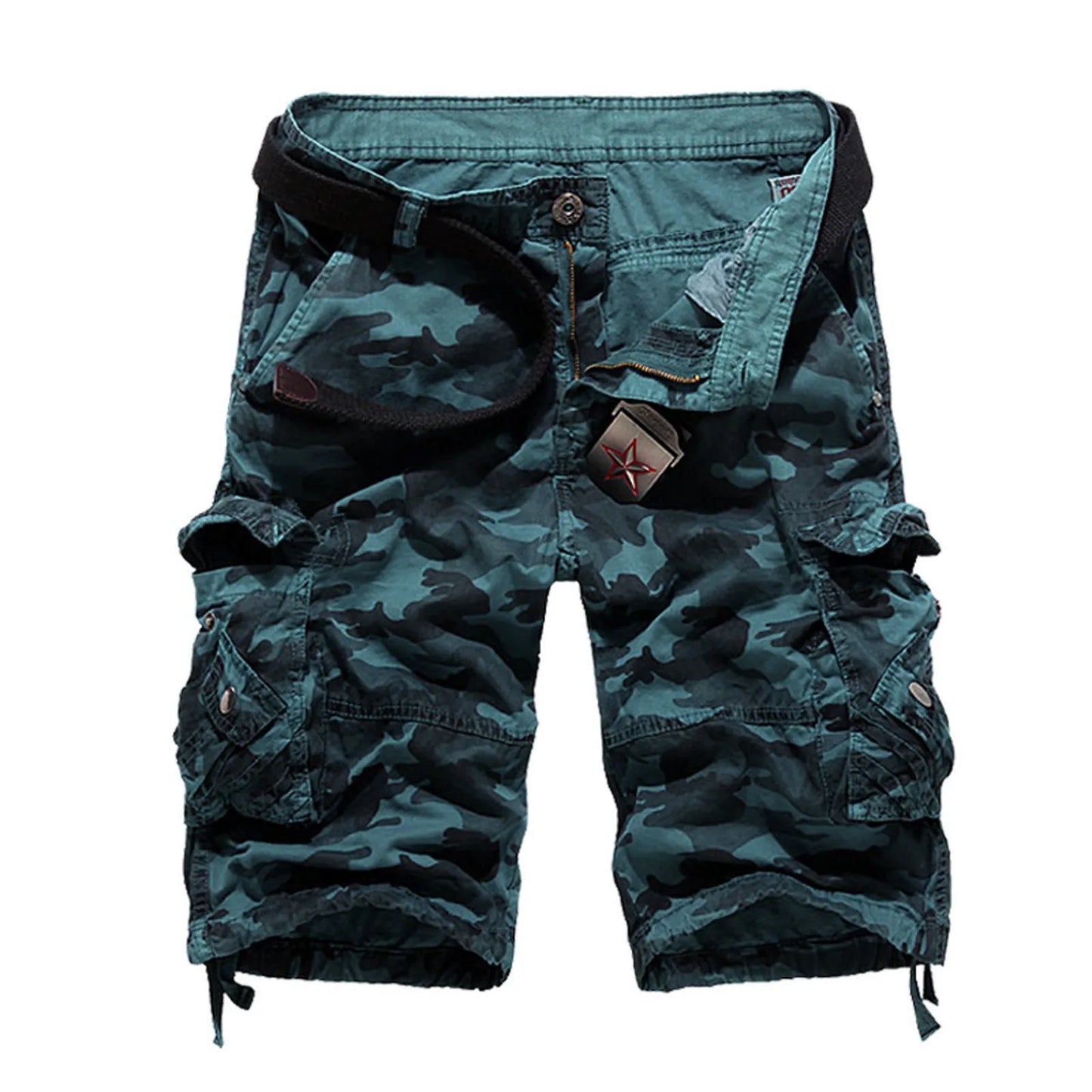 Mens Large Size Shorts Fashion Trend Camouflage Cargo Shorts With Pockets Spring Summer Casual Button Zipper Straight Shorts