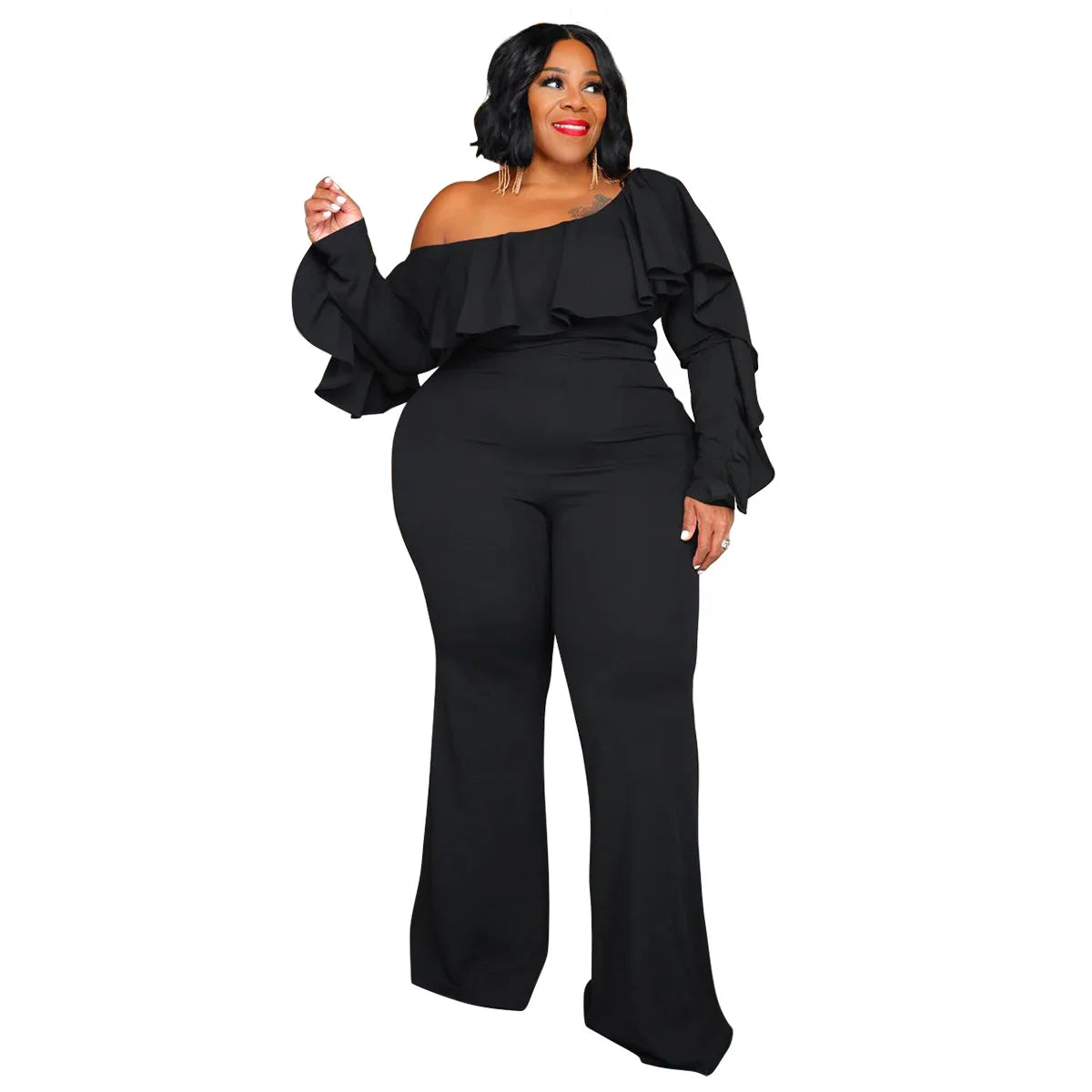 Plus Size Women Clothes Jumpsuit Summer Clothes Black Urban Leisure Bodysuit New 2024 Wide Leg Jumpsuit Wholesale Dropshipping