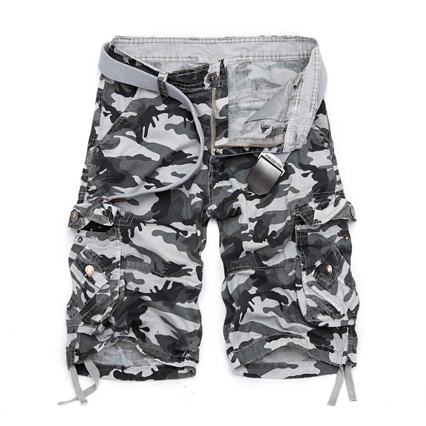 Mens Large Size Shorts Fashion Trend Camouflage Cargo Shorts With Pockets Spring Summer Casual Button Zipper Straight Shorts