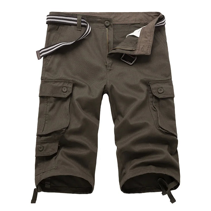 2023 New Cotton Mens Tactical Cargo Shorts Summer Male Shorts Multi-Pocket Casual Outdoors Clothing Homme Short Pants No belt