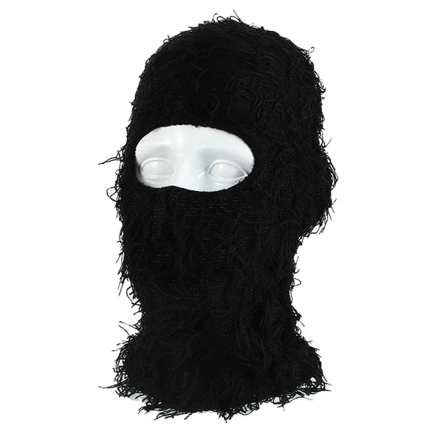 Unisex Full Face Ski Mask Distressed Knitted Caps