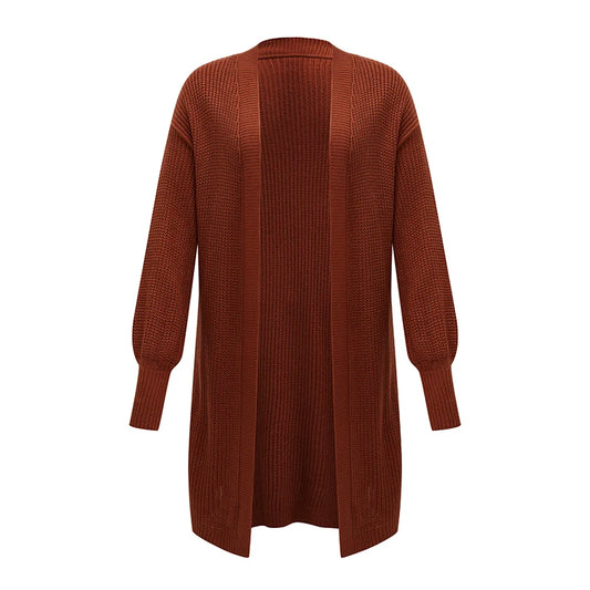 ONELINK Plus Size Cardigan Sweater Women Long Wollen Coat Autumn Winter 2022 Lantern Sleeve Brown Female Knit Clothing Oversize